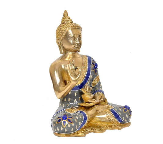 Brassaura® Brass Buddha Idol in Abhaya Mudra | Height 10 Inches