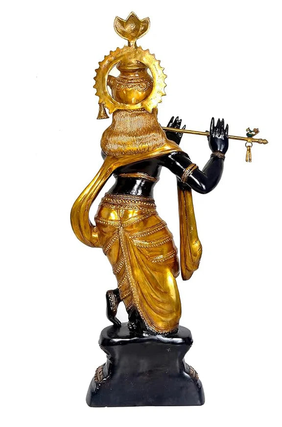 Brassaura® Brass Large Standing Krishna Flute Statue | Height 37 Inches