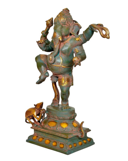 Brassaura® Brass Dancing Lord Ganesha Statue | Height 19 Inches