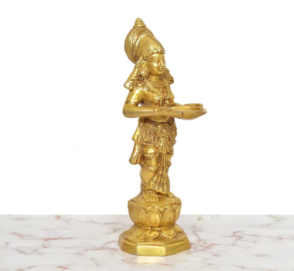 ब्रासोरा® वृंदावन वेणुगोपाल कृष्ण पीतल की प्रतिमा मोर के साथ | एंटीक नीला और सुनहरा रंग | ऊँचाई 20 इंच