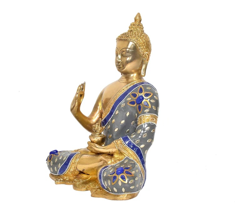 Brassaura® Brass Buddha Idol in Abhaya Mudra | Height 10 Inches