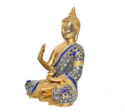 Brassaura® Brass Buddha Idol in Abhaya Mudra | Height 10 Inches
