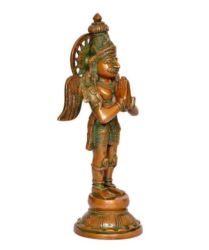 Brassaura® Garuda Bhagwan Standing Brass Statue | Traditional Handcrafted Decor Idol | Height 11.5 Inches