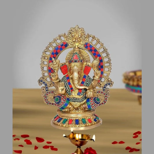 Brassaura® Brass Ganesha Statue | 10 Inch Lord Ganesh Idol