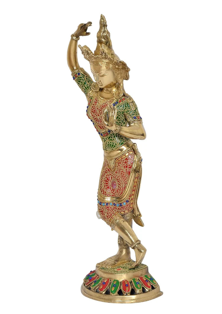Brassaura® Brass Standing Dancing Tara Devi Statue | Height 21 Inches