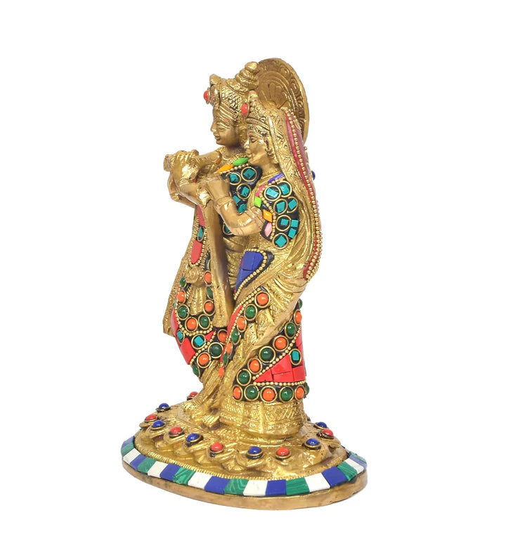 Brassaura® Brass Radha Krishna Idol | Height 6.5 Inches