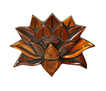 Brassaura® Brass Kamdhenu Cow Wall Hanging with Lotus | Height 5 Inches