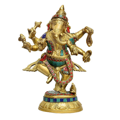 Brassaura® Brass Lord Ganesha Idol | 9 Inch Handcrafted Ganpati Statue | Divine Brass Murti for Home & Mandir