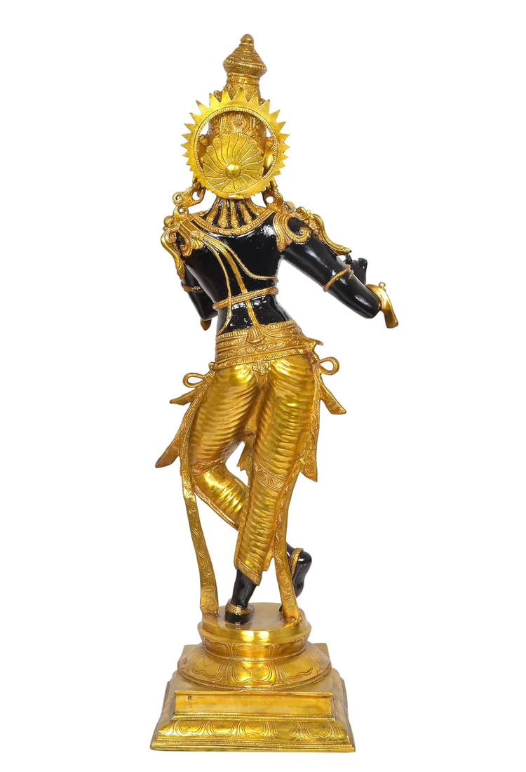 Brassaura® Brass Krishna Playing Flute Statue | Height 35 Inches
