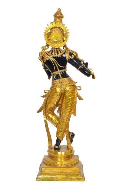 Brassaura® Brass Krishna Playing Flute Statue | Height 35 Inches