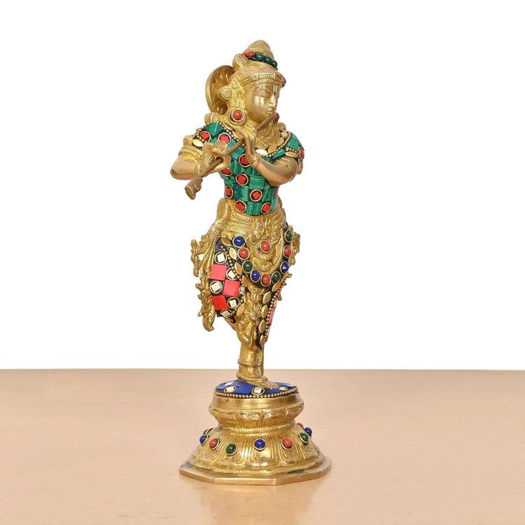 Brassaura® Brass Lord Krishna Statue | Height 9.5 Inches