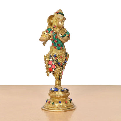 Brassaura® Brass Lord Krishna Statue | Height 9.5 Inches