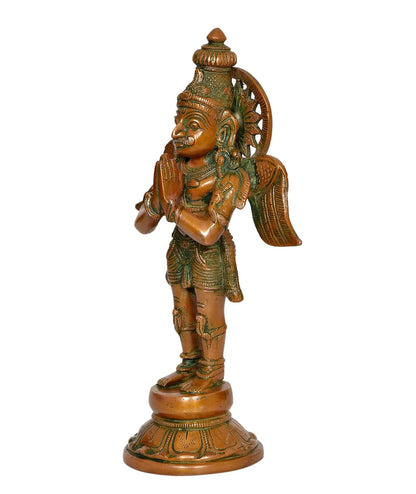 Brassaura® Garuda Bhagwan Standing Brass Statue | Traditional Handcrafted Decor Idol | Height 11.5 Inches