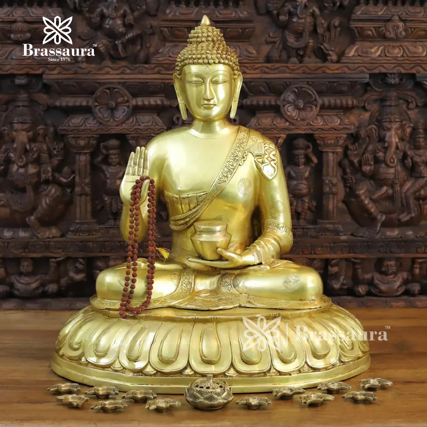 Brass Buddha For Home And Décor  Weight 32.66 kg Height 30 Inch