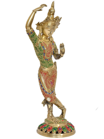 Brassaura® Brass Standing Dancing Tara Devi Statue | Height 21 Inches