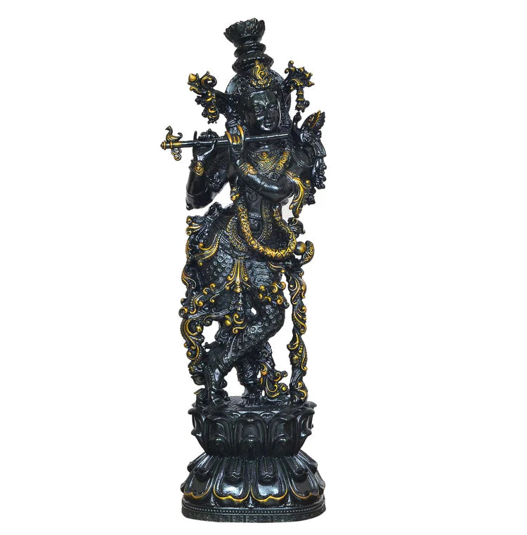 Brassaura® Brass Lord Krishna Figurine | Height 12 Inches