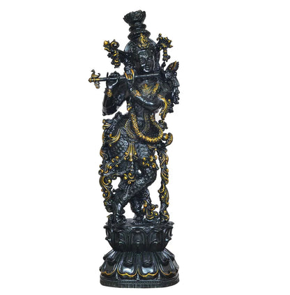 Brassaura® Brass Lord Krishna Figurine | Height 12 Inches
