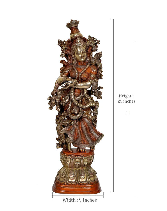 Brassaura® Brass Radha Rani Idol | Height 29 Inches