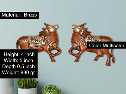 Brassaura® Brass Nandi Wall Hanging Pair | Height 4 Inches