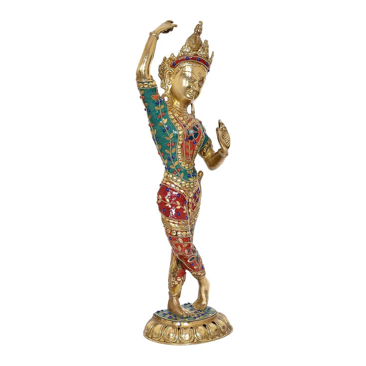 Brassaura® Brass Standing Dancing Tara Devi Statue | Height 20 Inches