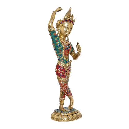 Brassaura® Brass Standing Dancing Tara Devi Statue | Height 20 Inches
