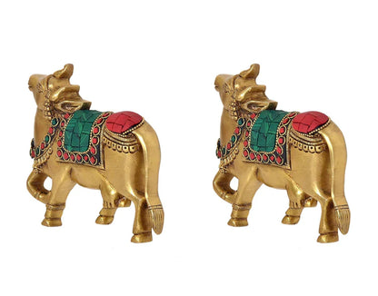 Brassaura® Brass Kamdhenu Cow Pair Wall Hanging | Height 4 Inches