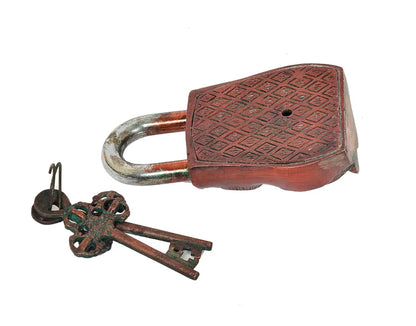 Brassaura® Owl Shape Brass Door Lock | Multicolor Handcrafted Finish | Height 4.5 Inches