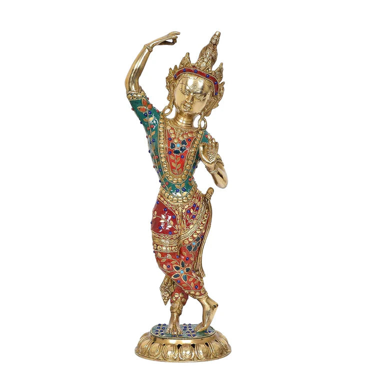 Brassaura® Brass Standing Dancing Tara Devi Statue | Height 20 Inches