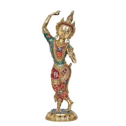 Brassaura® Brass Standing Dancing Tara Devi Statue | Height 20 Inches