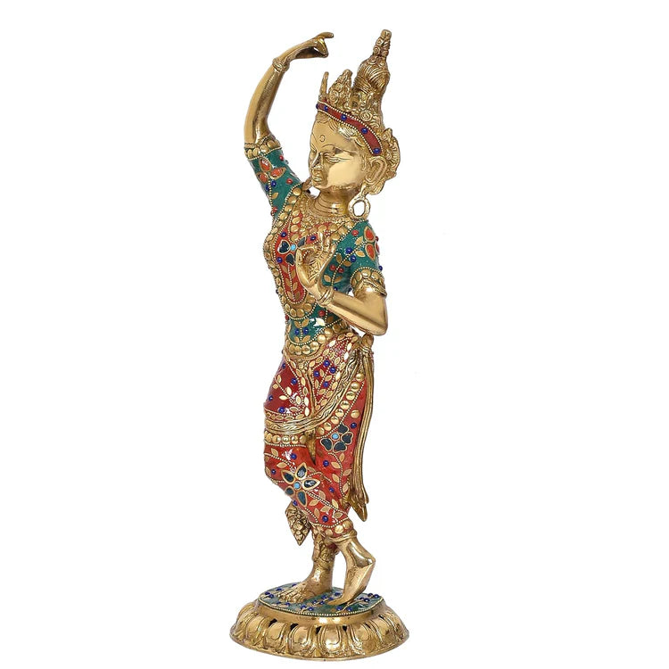 Brassaura® Brass Standing Dancing Tara Devi Statue | Height 20 Inches