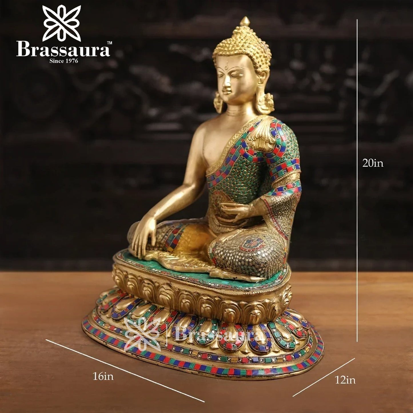 Brass Buddha For Home And Décor Weight 18.54 kg Height 20 Inch