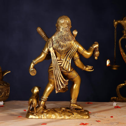 BRASS BHAIRAV BABA IDOL - 15 INCH PURE HANDCRAFTED MURTI FOR POOJA