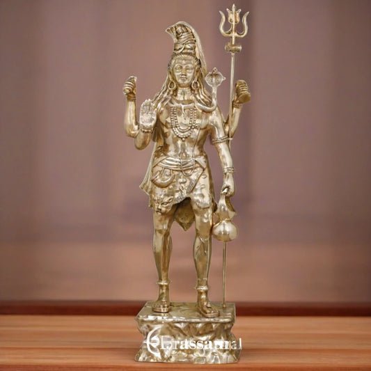 Brassaura™ Large Brass Lord Shiva Statue – Height 90 Inches & Weight 186 Kgs | Devotional Idol Online