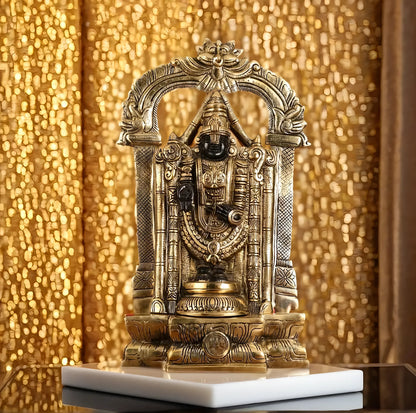 Brassaura™ Brass Handcrafted Tirupati Balaji Idol with Dual Tone Finish – 20 Inches, 12 Kgs