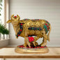 Brass Gem Stone Work kaamdhenu Cow Idol for Home and Decor Weight 1 Kg Height 10 cm