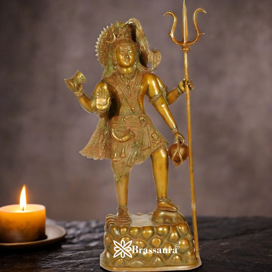 Brassaura™ Decorative Brass Shiva Statue – Height 27 Inches & Weight 20 Kgs | Spiritual Idol for Home Décor