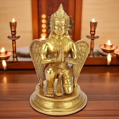 Brassaura™ Brass Garuda Idol – Height 9.2 Inches & Weight 2.6 Kgs | Temple Room & Worship Accent