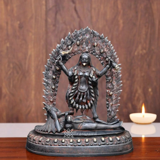 Brassaura™ Traditional Brass Kali Maa Idol – Height 12.5 Inches & Weight 6.26 Kgs | Puja & Temple Statue