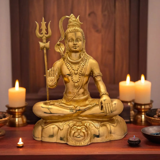 Brassaura™ Premium Brass Lord Shiva Idol – Height 19.2 Inches & Weight 12 Kgs | Spiritual Use