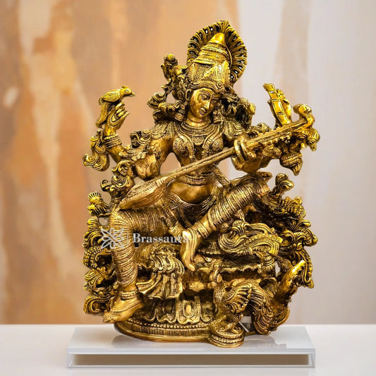 Brass Saraswati Idol for Home and Decor Height 16 Inches & Weight 18 Kgs