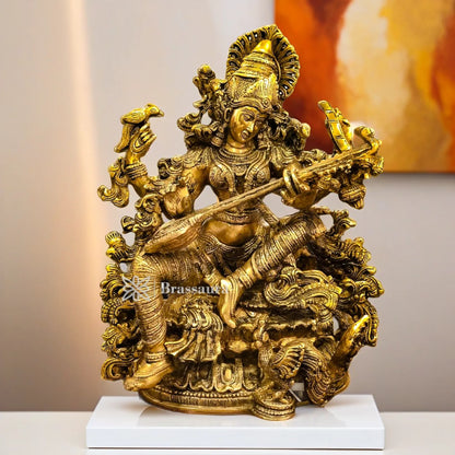 Brass Saraswati Idol for Home and Decor Height 16 Inches & Weight 18 Kgs