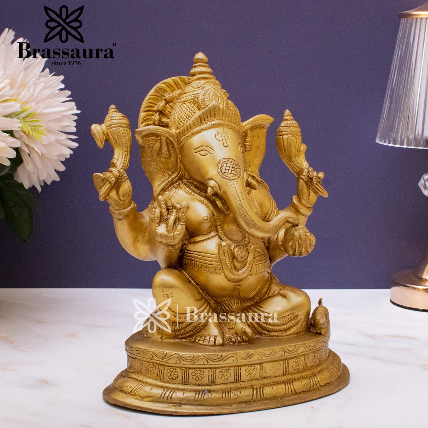 Brass Ganesha Statue For Home Decor And Gift Item Weight 3.8 Kg And Height 10 Inches