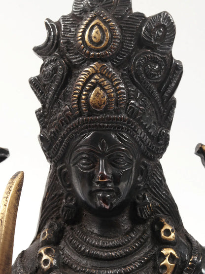 Brassaura® 10.5 Inch Goddess Kali Brass Sculpture | Sacred Handmade Home Idol