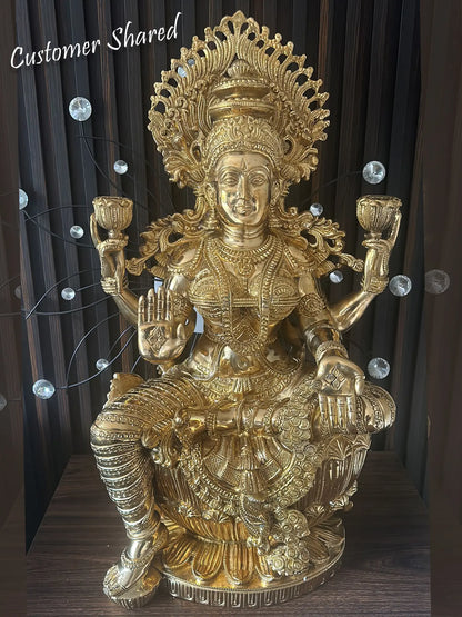 Brassaura® Brass Laxmi Statue | Height 25.00 Inches & Weight 26.30 kg