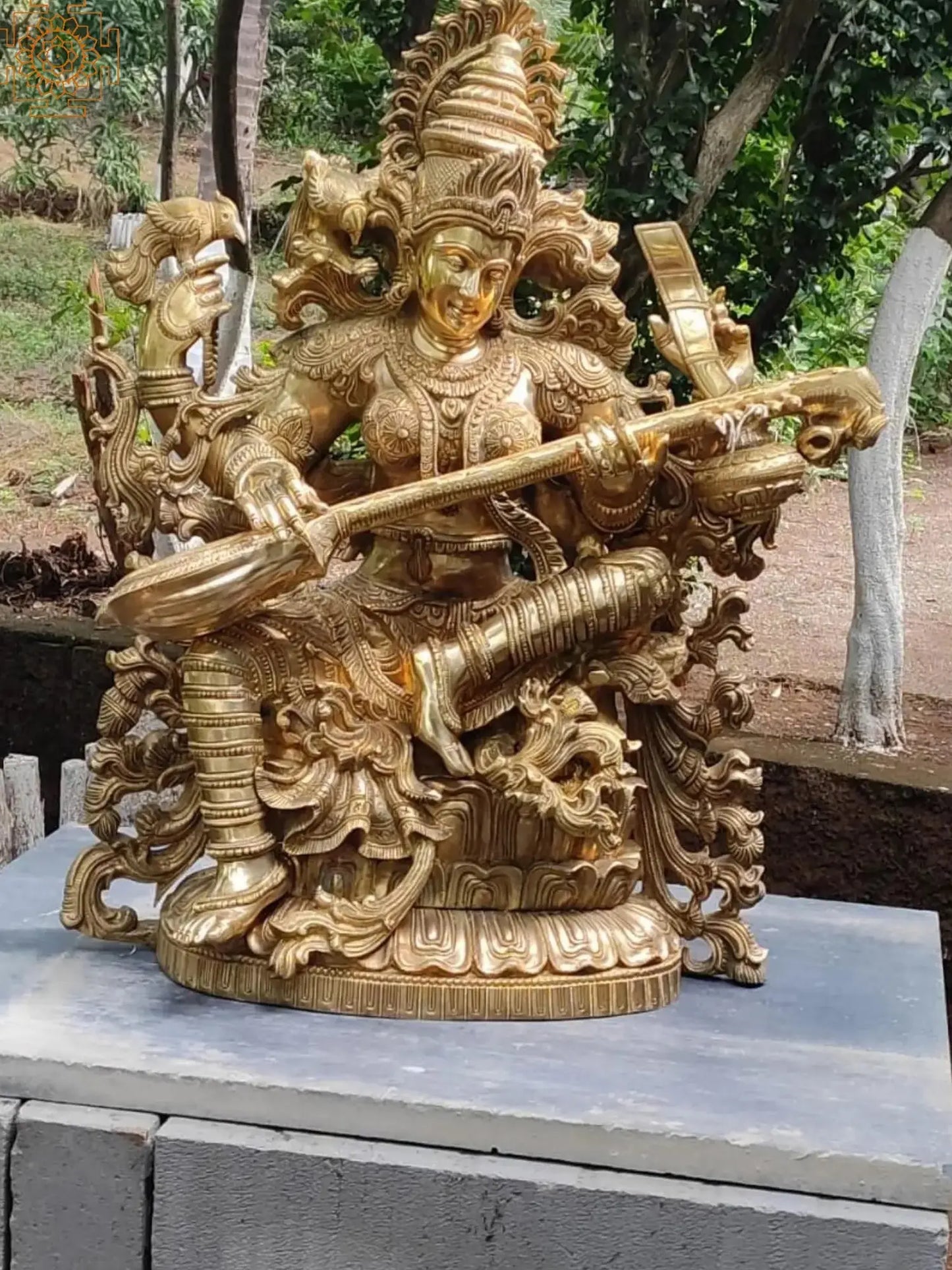 Brassaura® Brass Saraswati Statue | Height 33.07 Inches & Weight 85 kg
