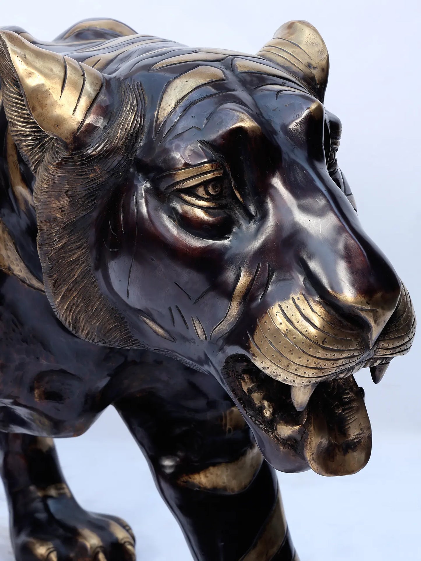 Brassaura® Walking Tiger Brass Sculpture | Pure Brass | Height 27.6 Inches & Weight 93.50 kgs
