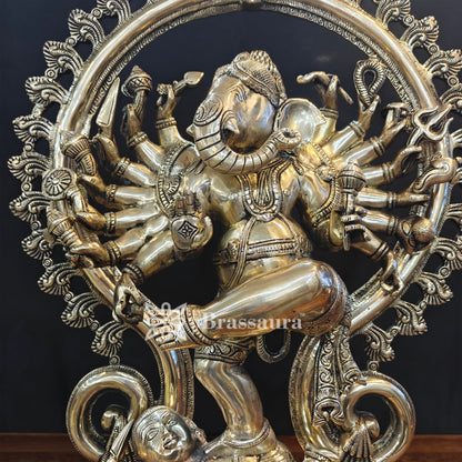 Brassaura™ Brass Natraj Ganesha Statue for Home and Decor | Weight 21 Kgs | Height 25 Inches