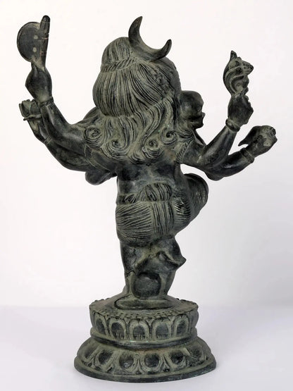 Brassaura™ Six-Armed Dancing Bal Ganesha Brass Idol | Height 15.5 Inches & Weight 8.70 kgs