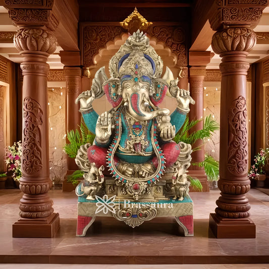 Brassaura™ Brass Ganesha Statue – “Lord of Beginnings” | Height 33 Inches & Weight 60 Kgs
