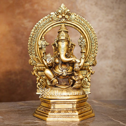 Brassaura™ Brass Ganesha Idol for Home and Decor | Weight 3.4 Kgs | Height 9.5 Inches